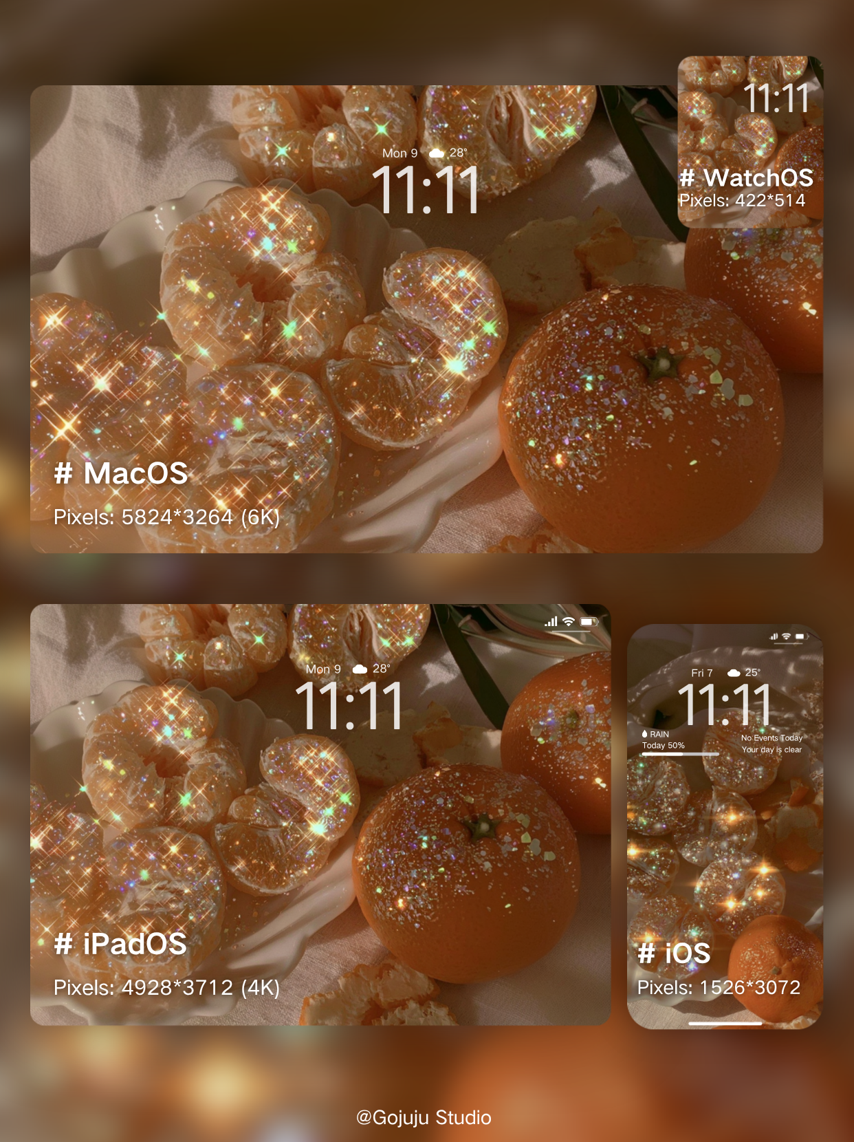 Mandarin | Rich Girl Energy Digital Wallpapers | 4K Instant Digital Download |  for iPhone, iPad, MacBook, Apple Watch | manifesting abundance wallpapers