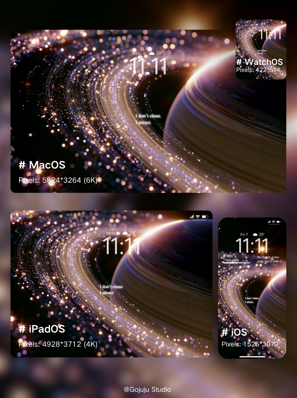 Saturn | Main Character Digital Wallpapers | 4K Instant Digital Download | for iPhone, iPad, MacBook, Apple Watch | manifesting high energy wallpapers