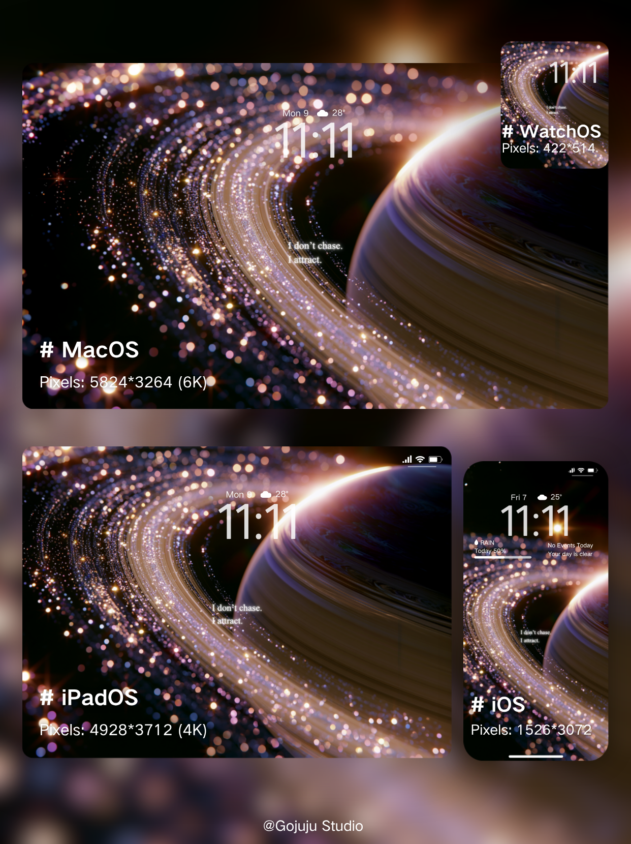 Saturn | Main Character Digital Wallpapers | 4K Instant Digital Download | for iPhone, iPad, MacBook, Apple Watch | manifesting high energy wallpapers