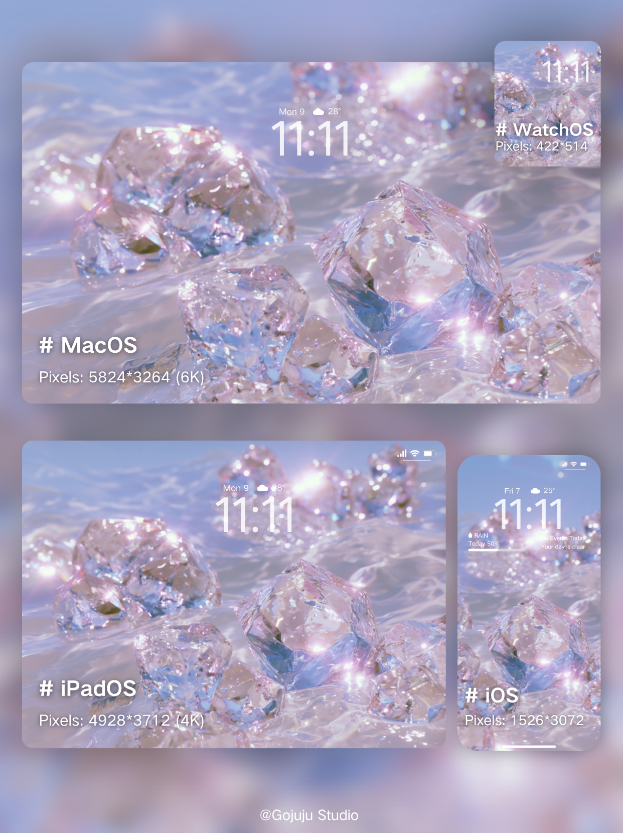 Crystal | Calm Moment Digital Wallpapers | 4K Instant Digital Download |  for iPhone, iPad, MacBook, Apple Watch | manifesting healing & calm wallpapers