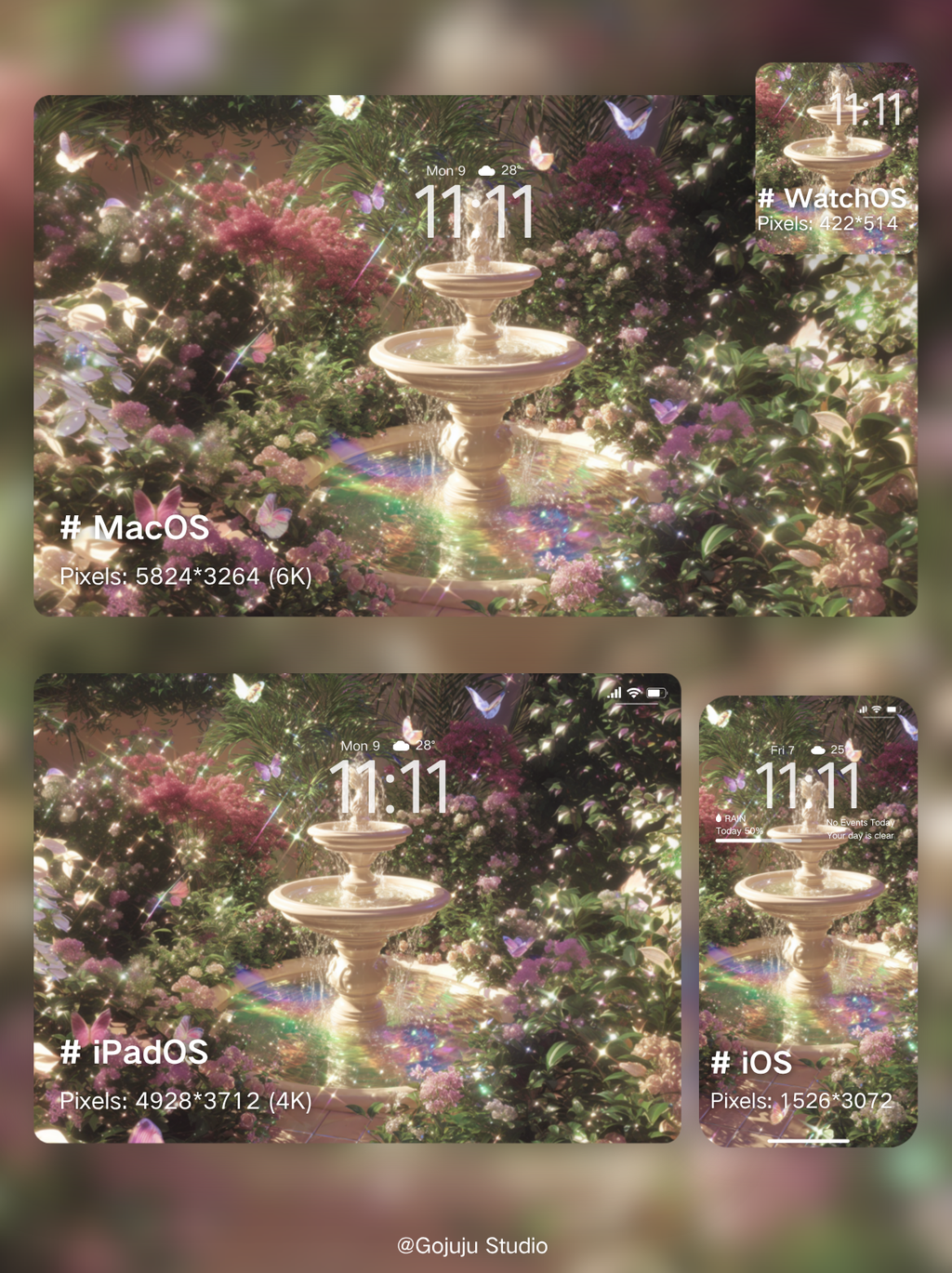 Rainelle | Lucky Girl Syndrome Wishing Well Digital Wallpapers | 4K Instant Digital Download | for iPhone, iPad, MacBook, Apple Watch | Manifestation Wallpapers