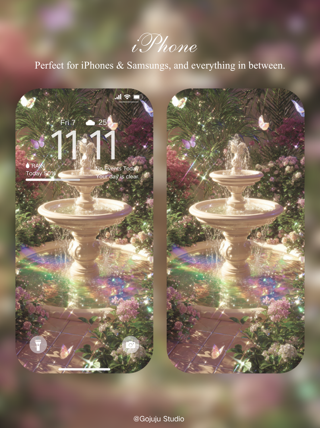 Rainelle | Lucky Girl Syndrome Wishing Well Digital Wallpapers | 4K Instant Digital Download | for iPhone, iPad, MacBook, Apple Watch | Manifestation Wallpapers